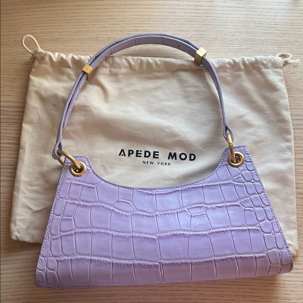 Apede Mod Lilac Croc-Embossed Shoulder Bag - Picture 3 of 7